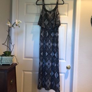 Gray, Black, and White patterned maxi dress